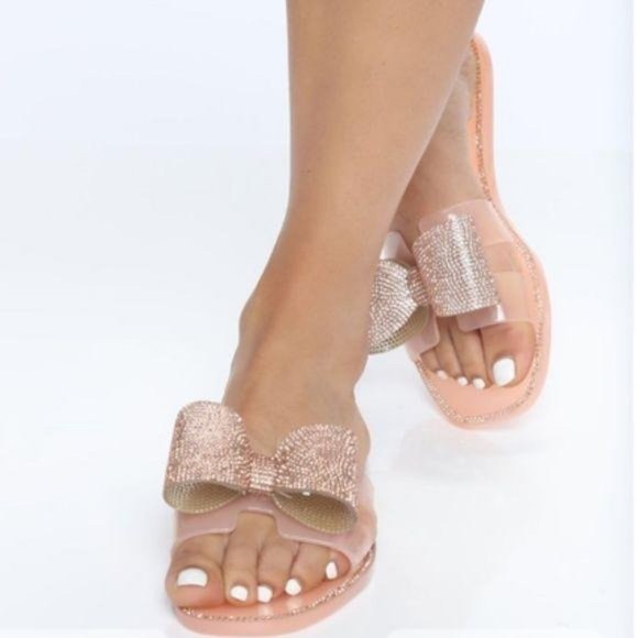 Jelly Bow Sandals in Nude/Rose Gold - Picture 6 of 8